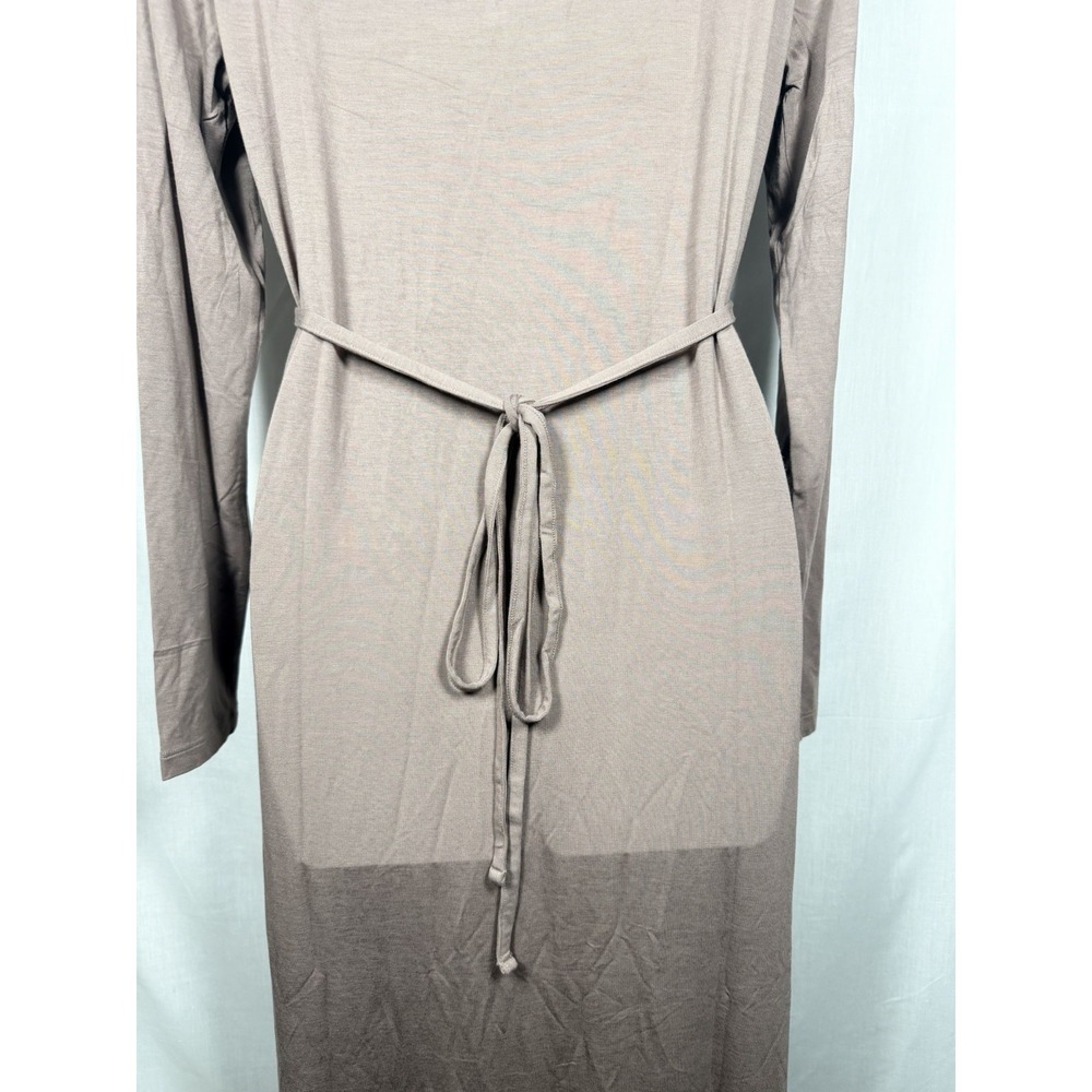 Veiled New York Essential Bamboo Jersey Maxi Dress Deep Taupe S 56" Tie Back - Picture 10 of 15
